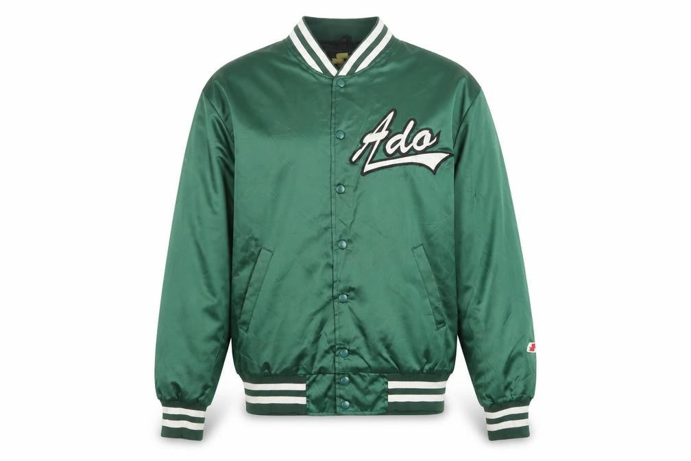 SSK Men’s Green Varsity Baseball Jacket Size L Retro Satin Bomber
