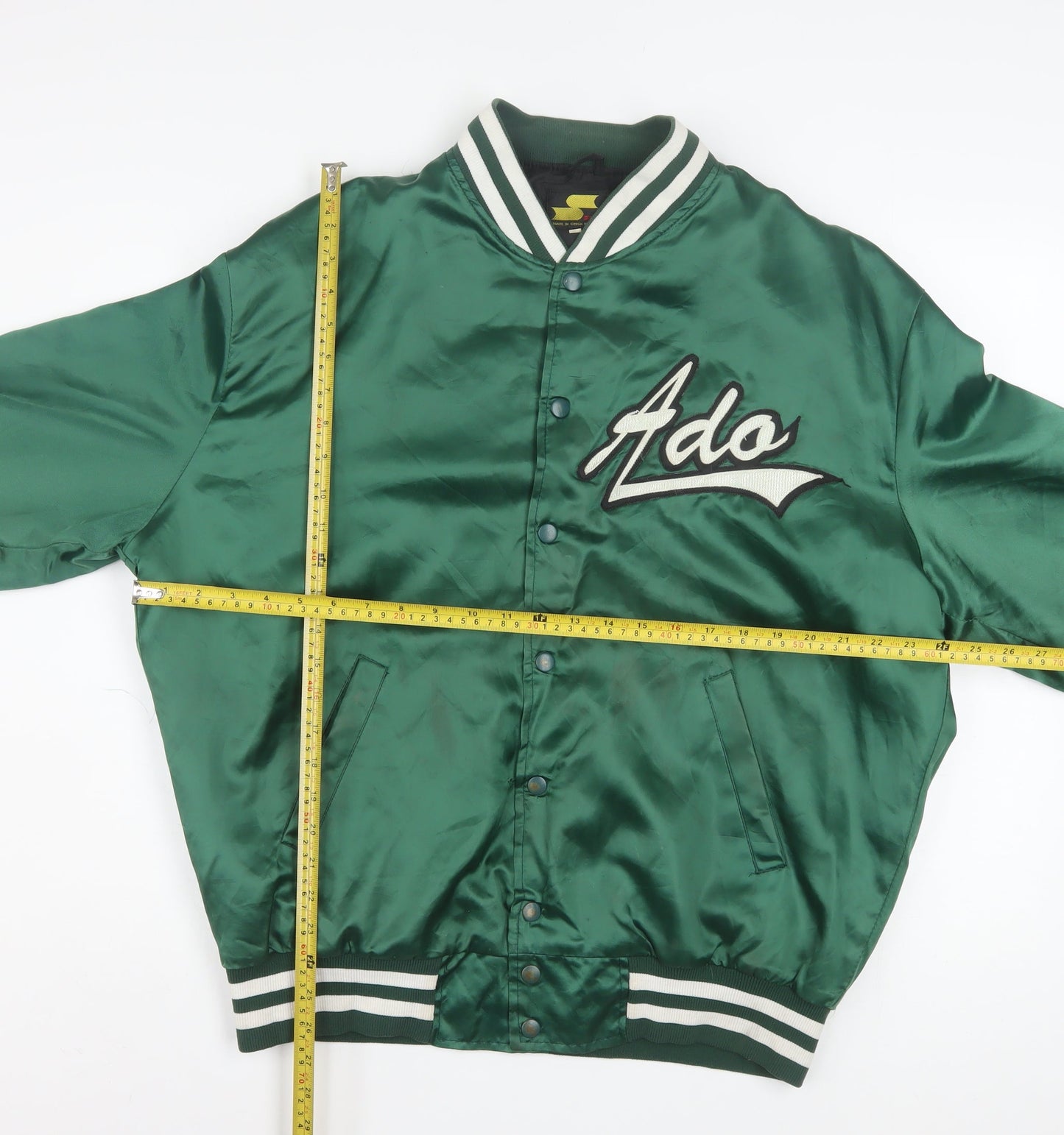 SSK Men’s Green Varsity Baseball Jacket Size L Retro Satin Bomber