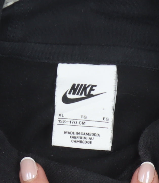 Nike Boys Black XL Pullover Fleece Hoodie with Yellow Logo