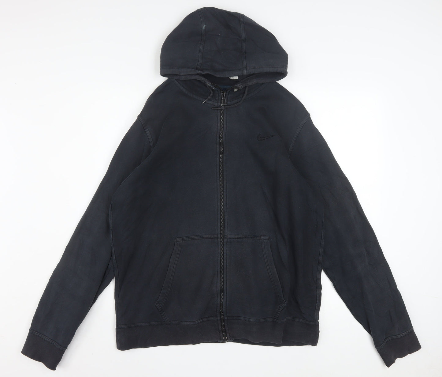 Nike Men's Black Full Zip Hoodie Size L Fleece Cotton Blend