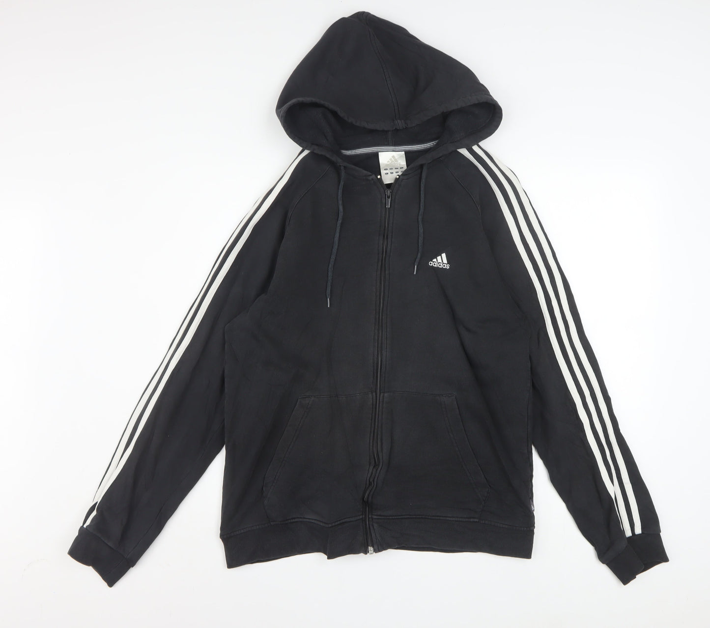 Adidas Men's Black Full Zip Hoodie Size M Sports Fleece Cotton