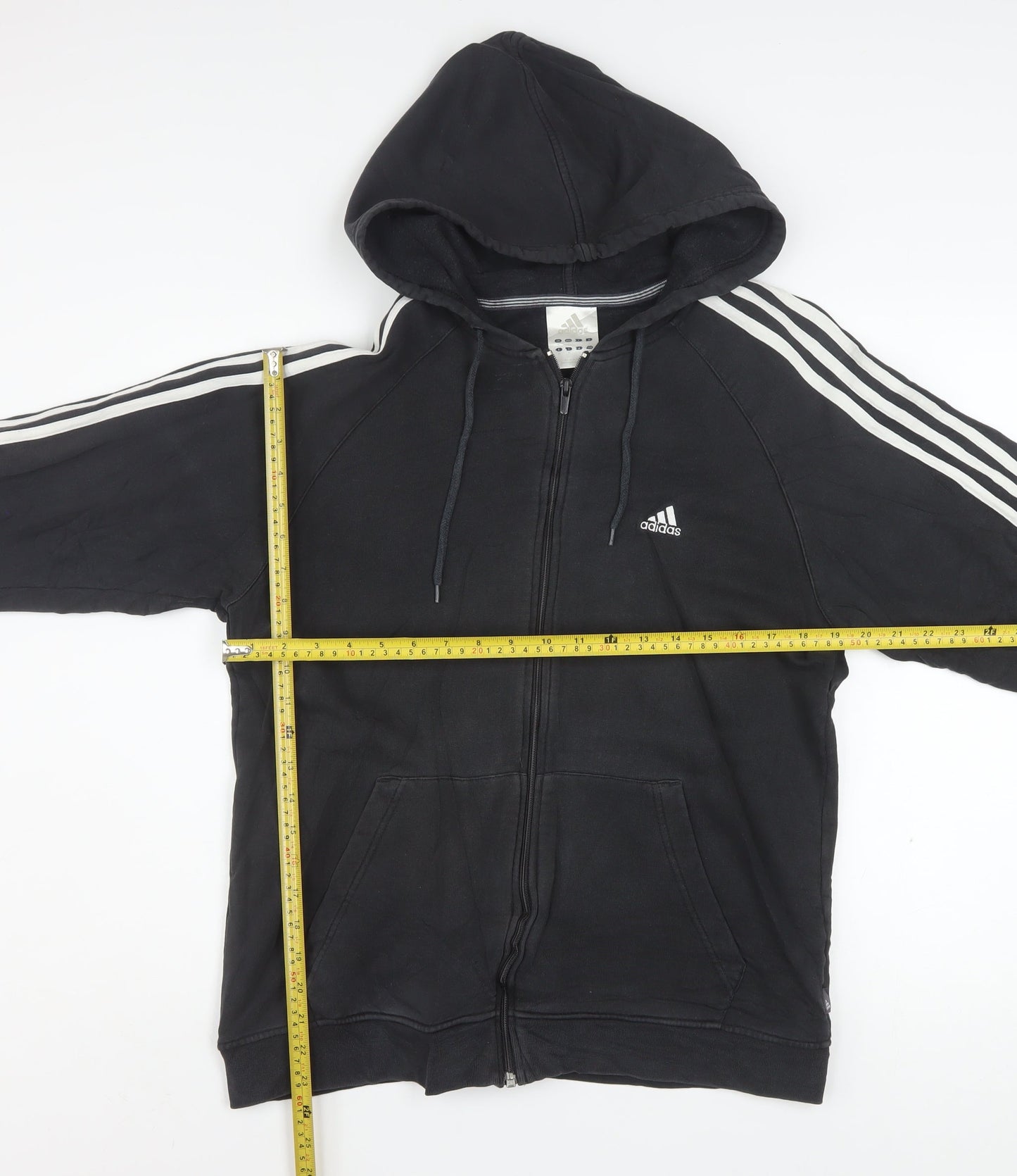 Adidas Men's Black Full Zip Hoodie Size M Sports Fleece Cotton