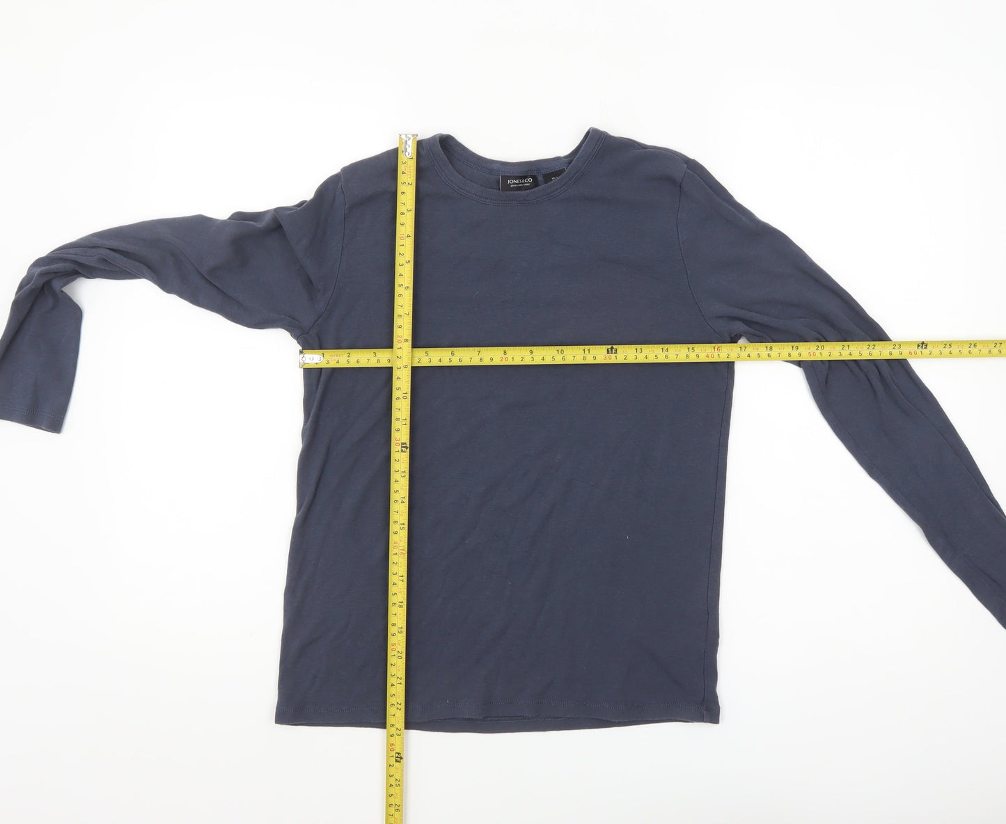 Jones New York Women Blue Long Sleeve Cotton Modal T-Shirt L