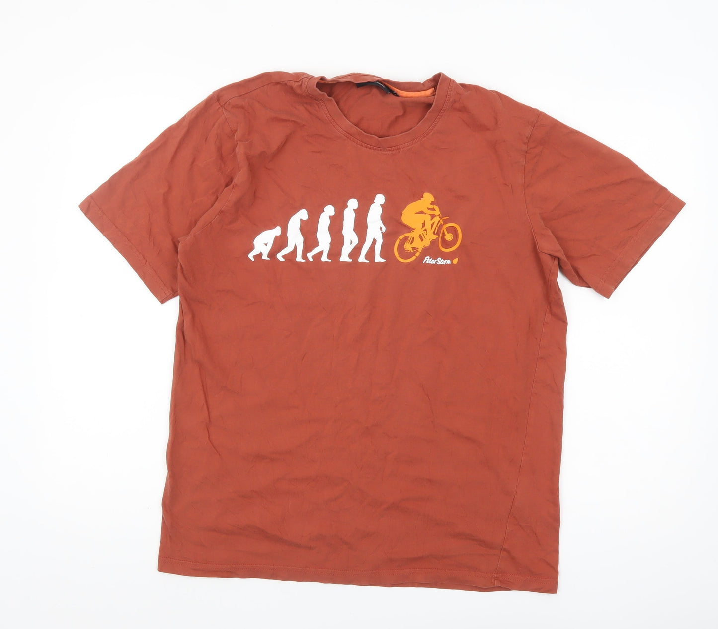 Peter Storm Men's Brown Funny Cycling Graphic Cotton T-Shirt M