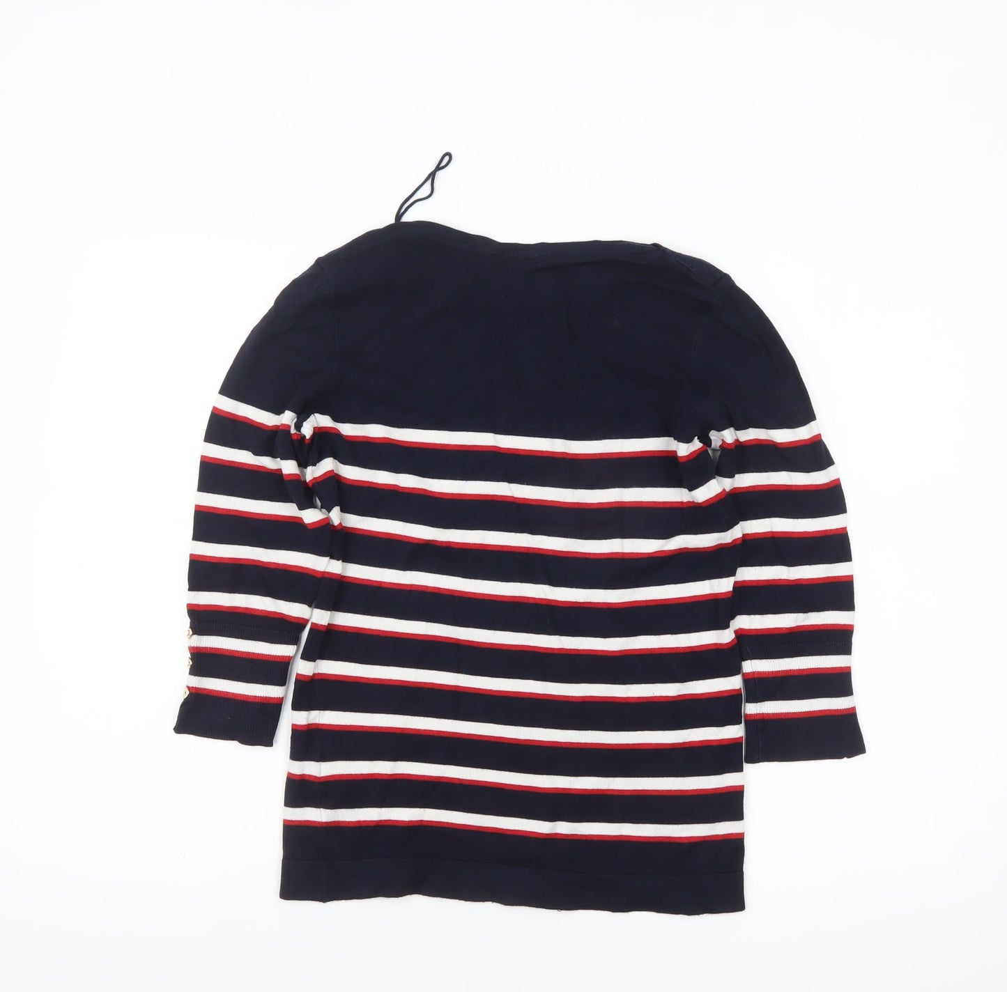 Orsay Women's Blue Striped Boat Neck 3/4 Sleeve Knit Jumper L