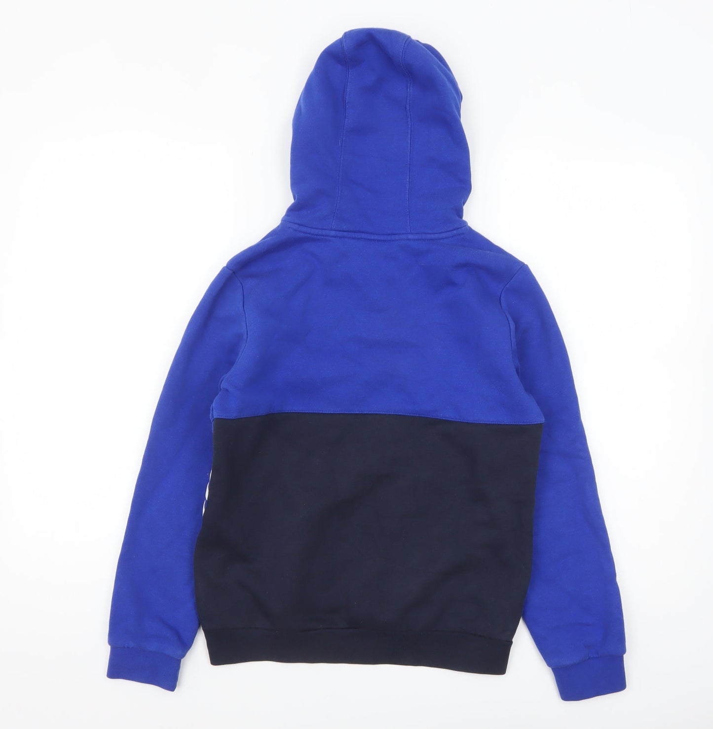 Adidas Boys Blue Pullover Hoodie 11-12 Years Colourblock Logo Sportswear
