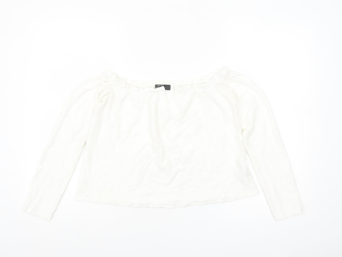 Bershka Women White Off Shoulder Long Sleeve Blouse Size 12
