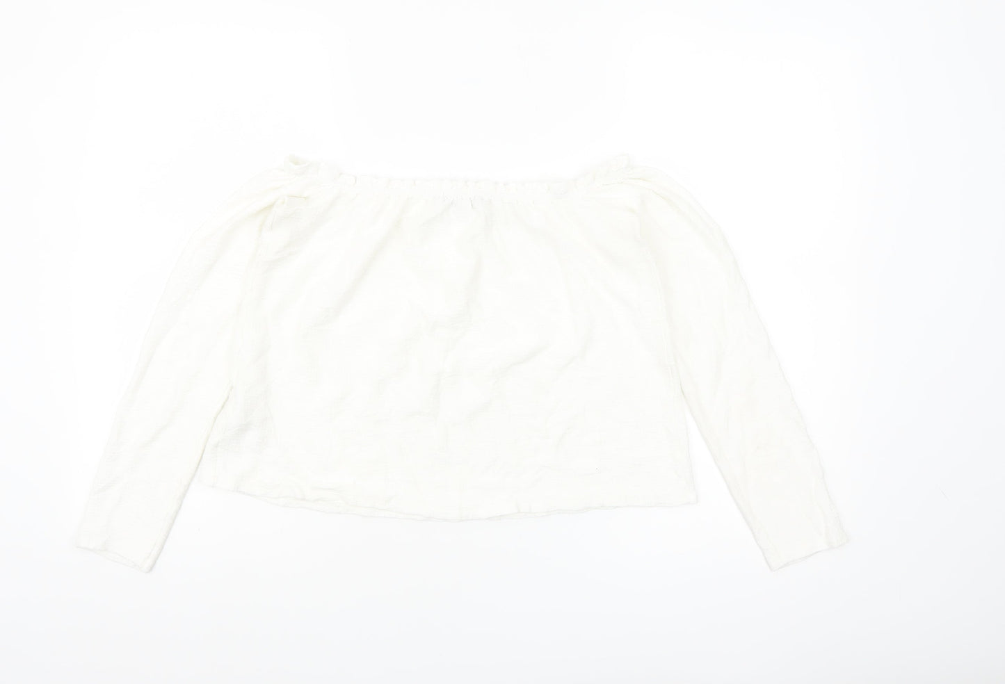 Bershka Women White Off Shoulder Long Sleeve Blouse Size 12