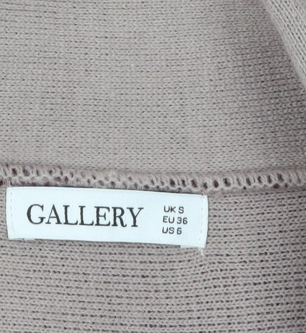 Gallery Women's Burgundy & Beige Open Front Long Sleeve Cardigan S
