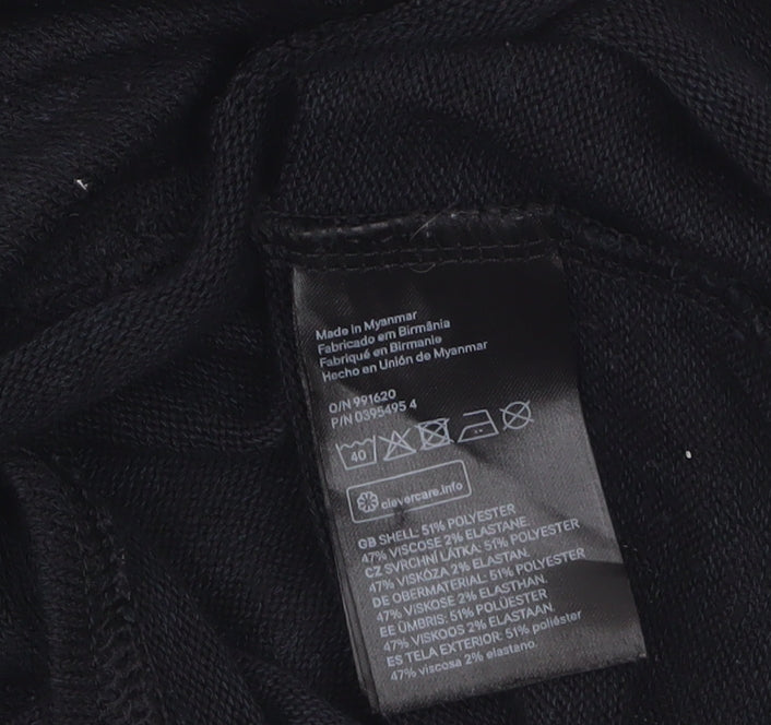 H&M Divided Womens Black XS Cropped Long Sleeve V-Neck Top