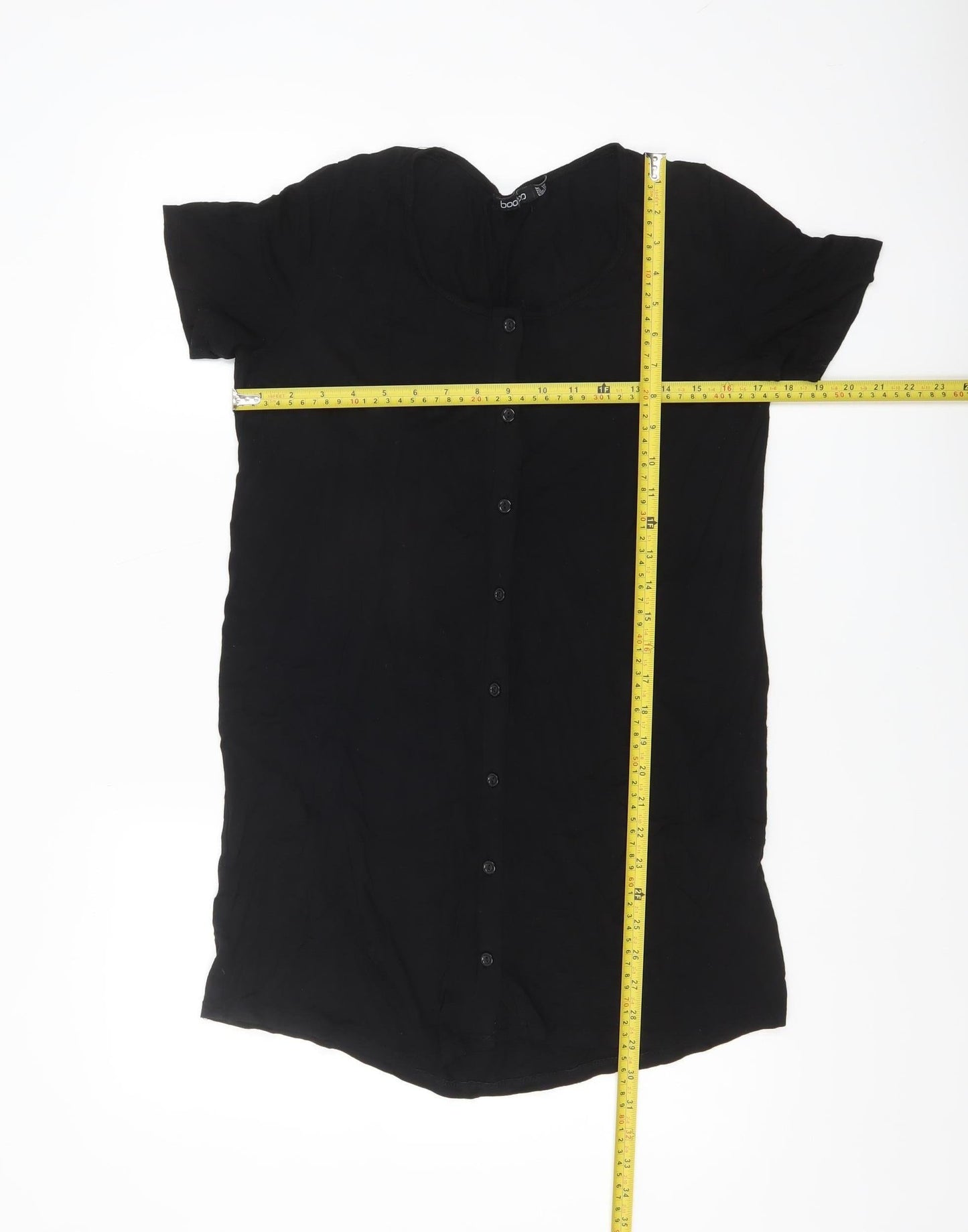 Boohoo Women’s Black Short Sleeve Button-Up Shirt UK 10