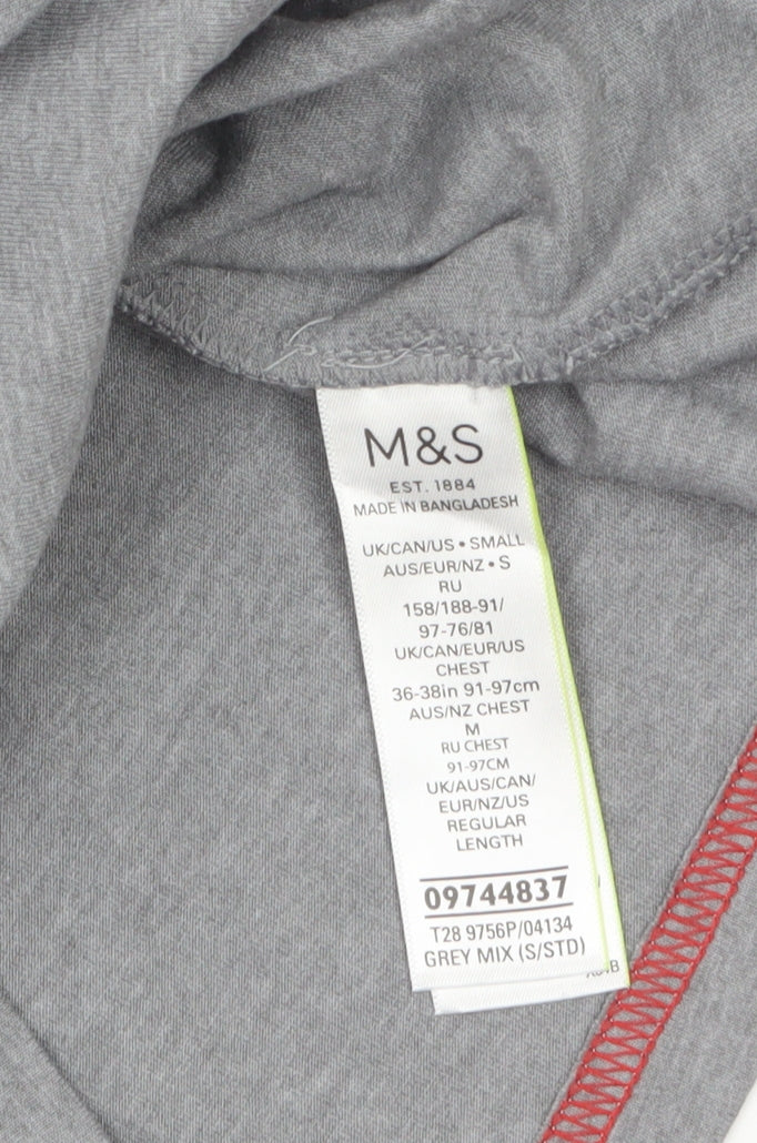 Marks and Spencer Mens Grey Sports Graphic T-Shirt Size S Regular Fit