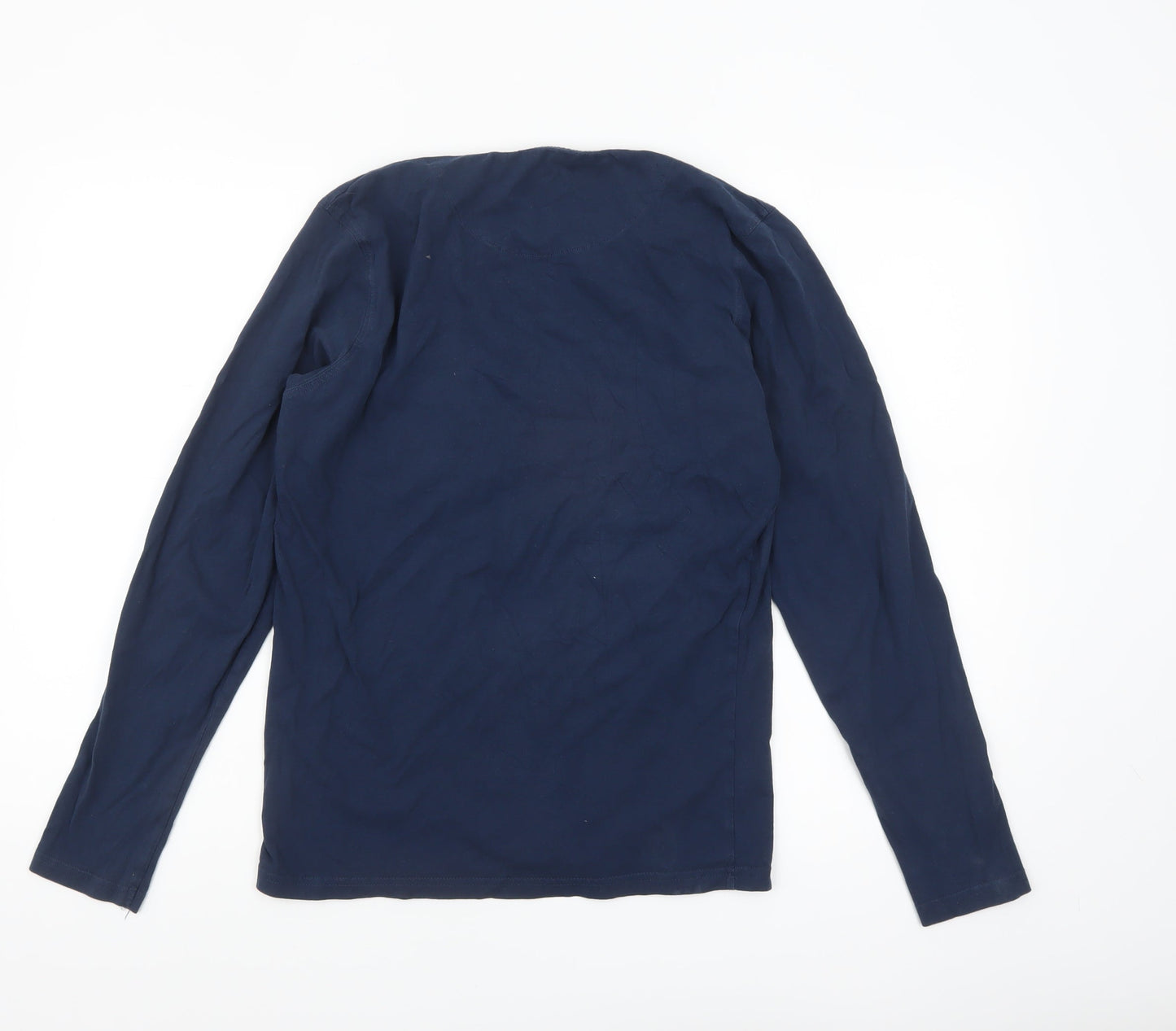 Bench Mens Blue Long Sleeve Cotton Crew Neck Top Size S