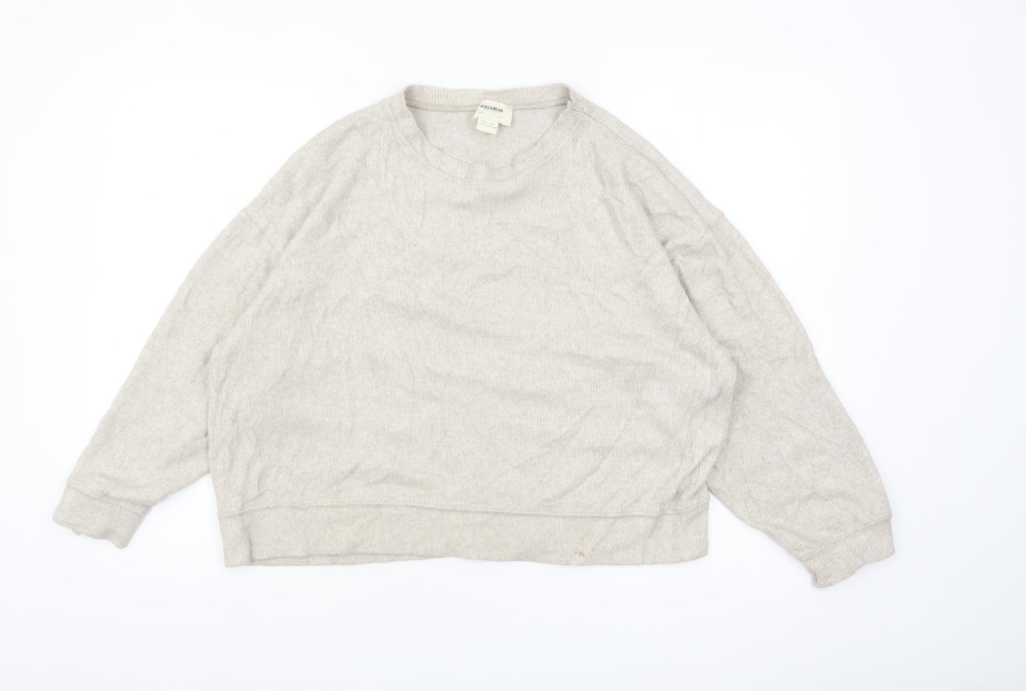 Pull & Bear Women’s Beige Relaxed Fit Long Sleeve Jersey Top Size 12
