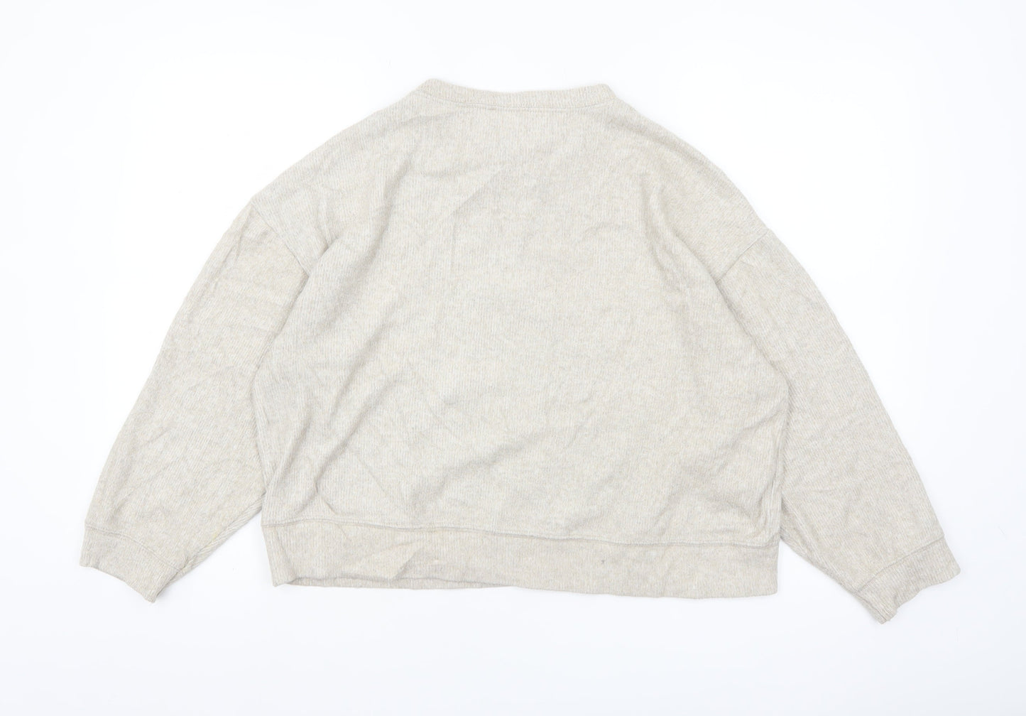 Pull & Bear Women’s Beige Relaxed Fit Long Sleeve Jersey Top Size 12