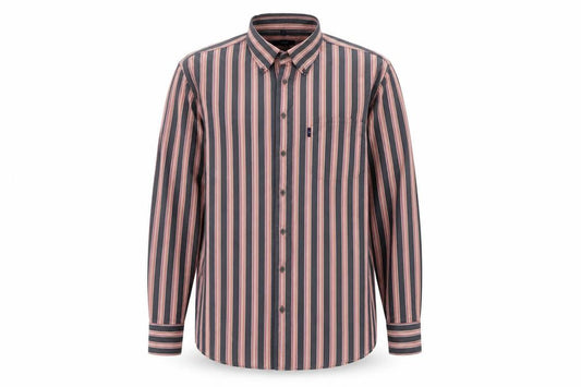 André Men's Blue Striped Long Sleeve Cotton Button-Up Shirt L