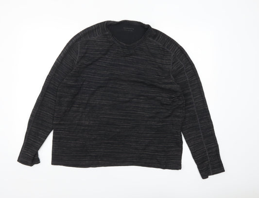 AllSaints Men’s Black Long Sleeve Cotton Blend Crew Neck Top Medium