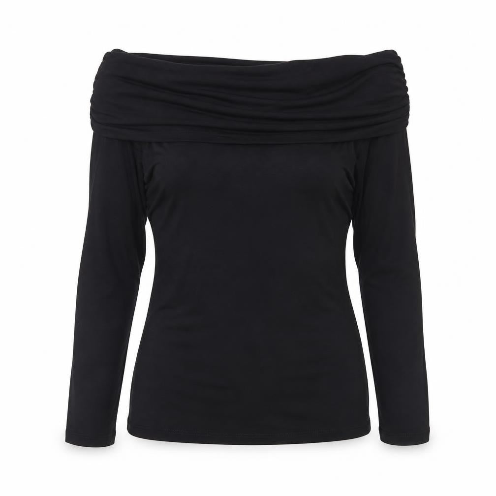 Vila Women's Black Off Shoulder Long Sleeve Top Size 8