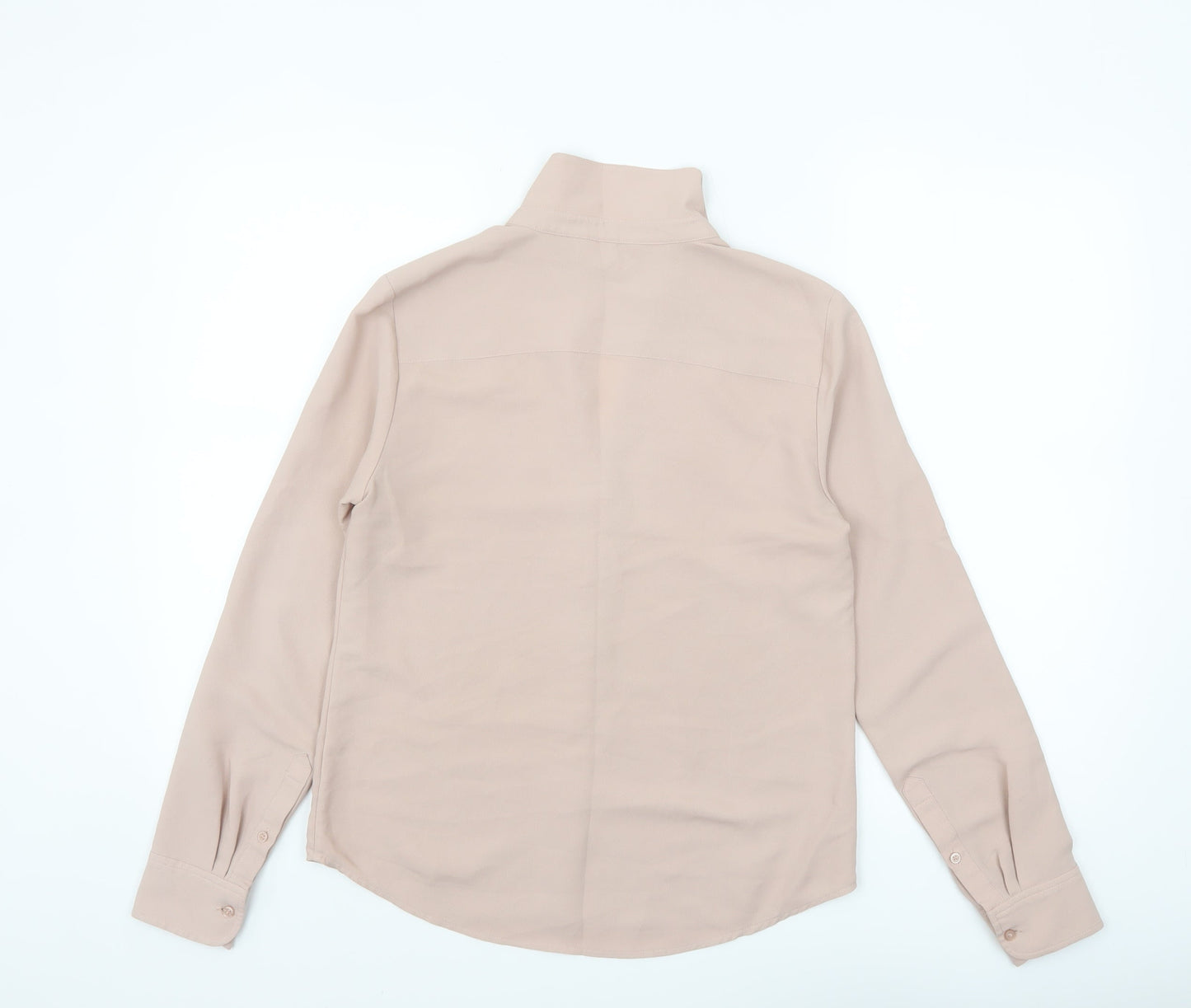 H&M Womens Beige Long Sleeve Button-Up Blouse UK 8 Classic Style