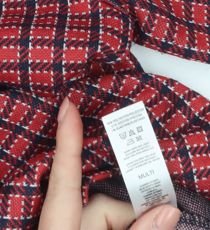 Savida Womens Red Check Ruffle Long Sleeve Blouse Size 8