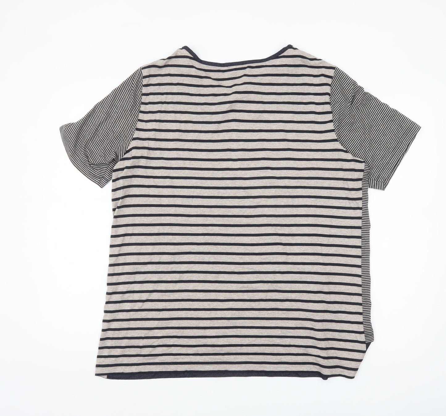 Gerry Weber Women Blue Striped Motorcycle Print T-Shirt Size 18
