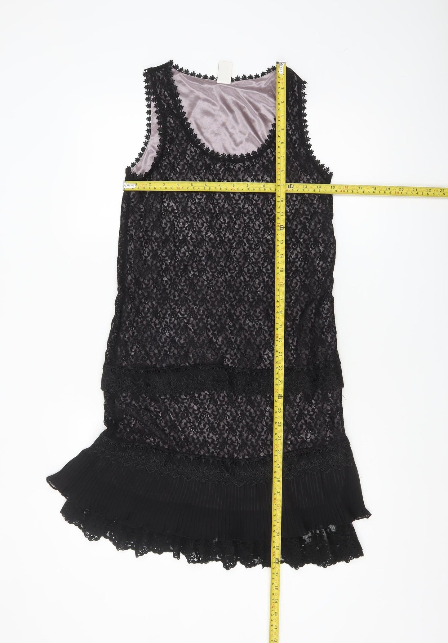 Vila Women’s Black Lace Shift Party Dress Size S Sleeveless