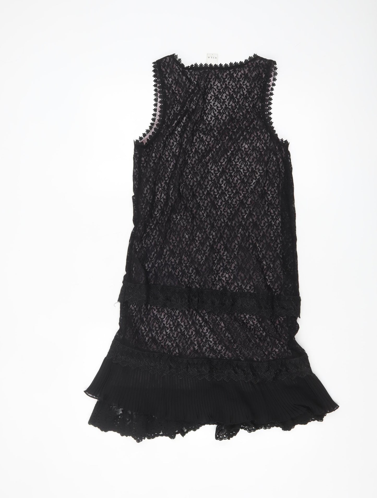 Vila Women’s Black Lace Shift Party Dress Size S Sleeveless