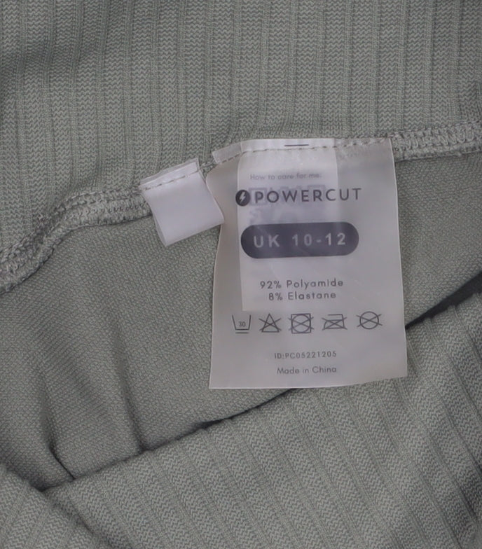 Powercut Women Khaki Seamless Leggings Size 10-12 Stretch Fit Activewear