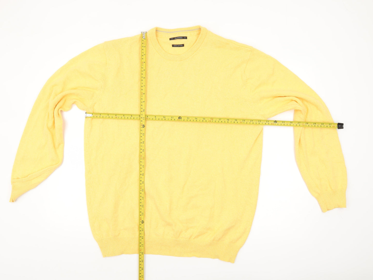 Dunnes Men's Yellow Cotton Crew Neck Pullover Jumper XL