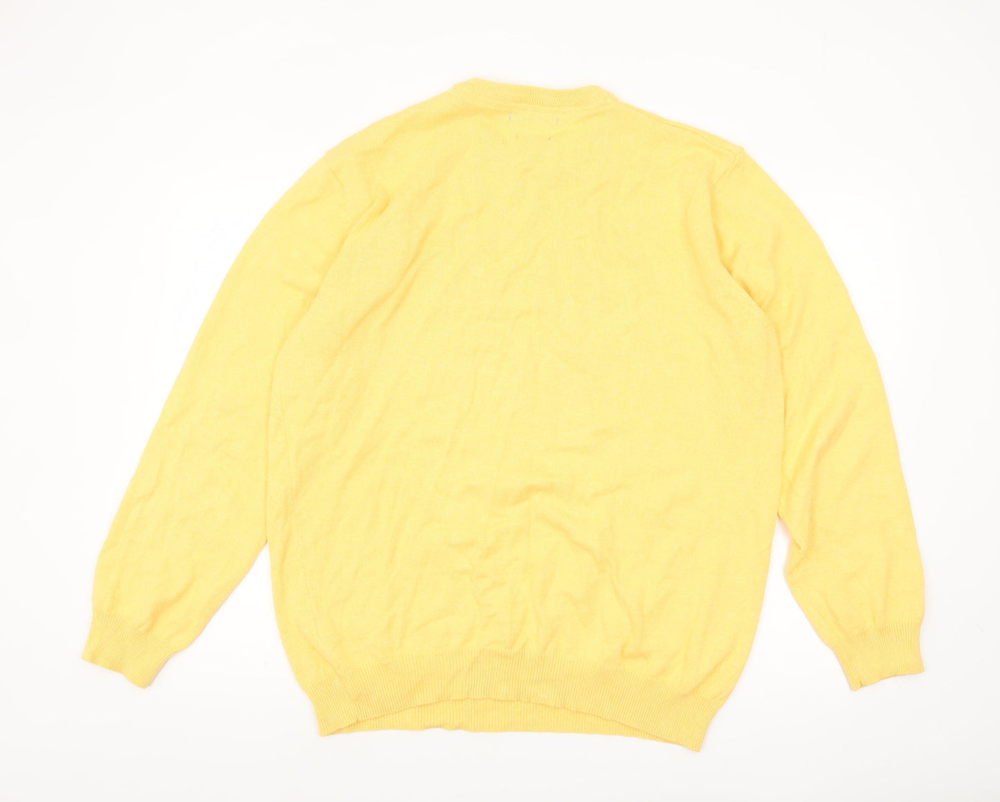 Dunnes Men's Yellow Cotton Crew Neck Pullover Jumper XL
