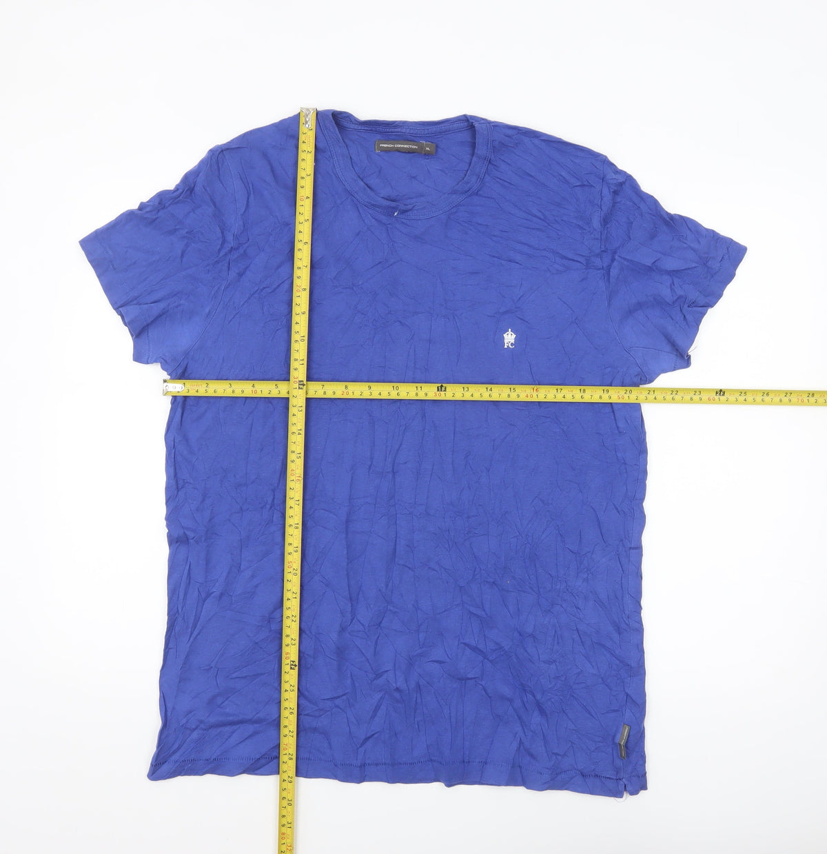 French Connection Men's Blue Cotton Crew Neck T-Shirt XL