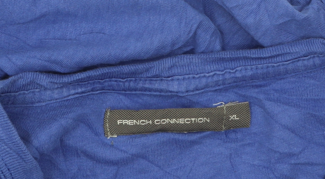 French Connection Men's Blue Cotton Crew Neck T-Shirt XL