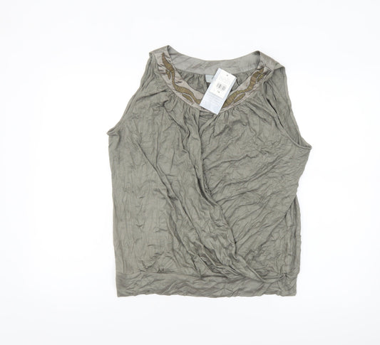 Wallis Women’s Grey Sleeveless Tunic Blouse Size 14 Viscose Blend