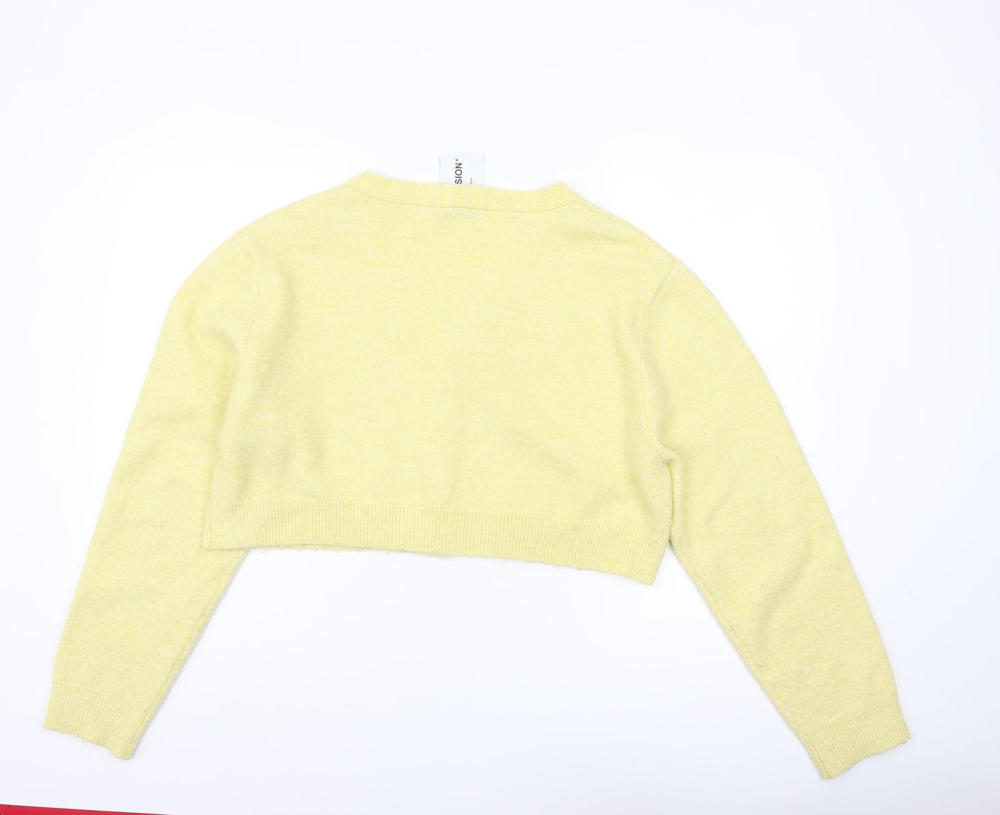 Collusion Women's Yellow V-Neck Button Cardigan Jumper Size 10