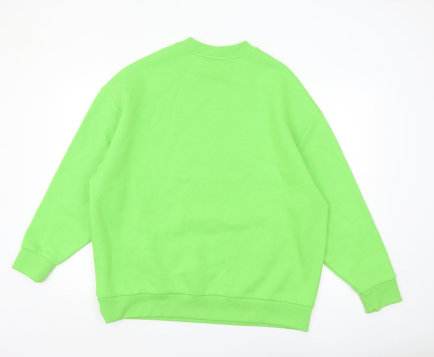 Collusion Women's Green Pullover Sweatshirt UK 12 Graphic Print Crew Neck