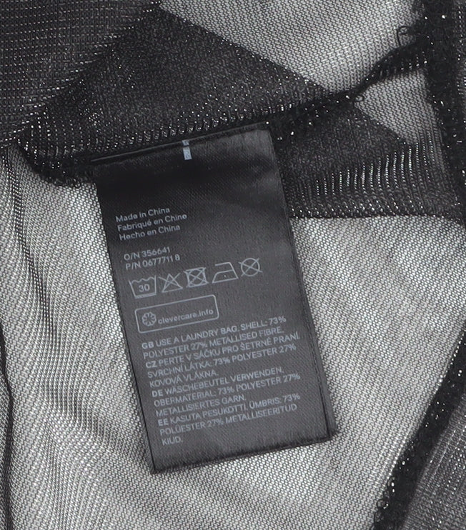 H&M Divided Black Sheer Mesh Cropped T-Shirt Women’s Size 8