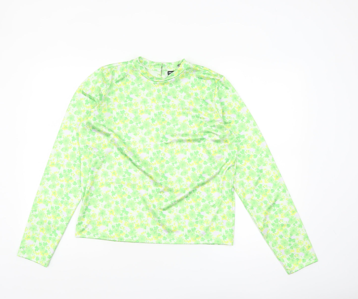 ASOS Design Women’s Green Floral Long Sleeve Stretch Top Size 14