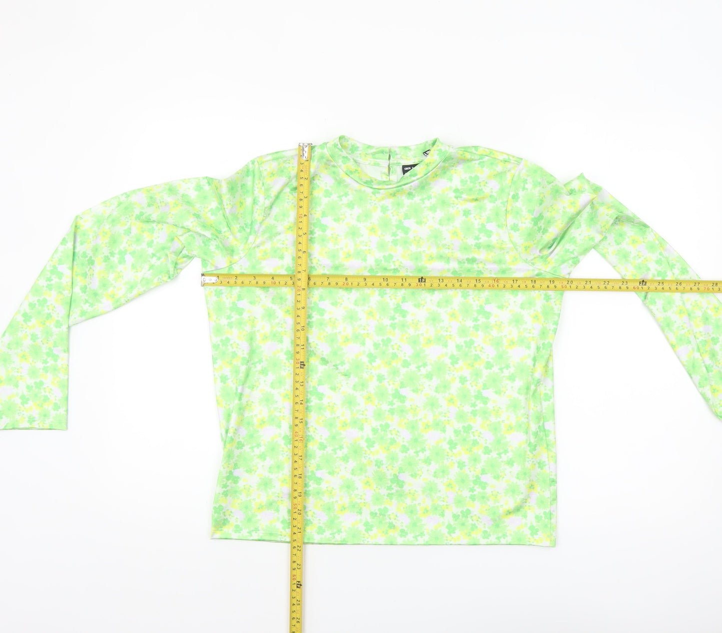 ASOS Design Women’s Green Floral Long Sleeve Stretch Top Size 14