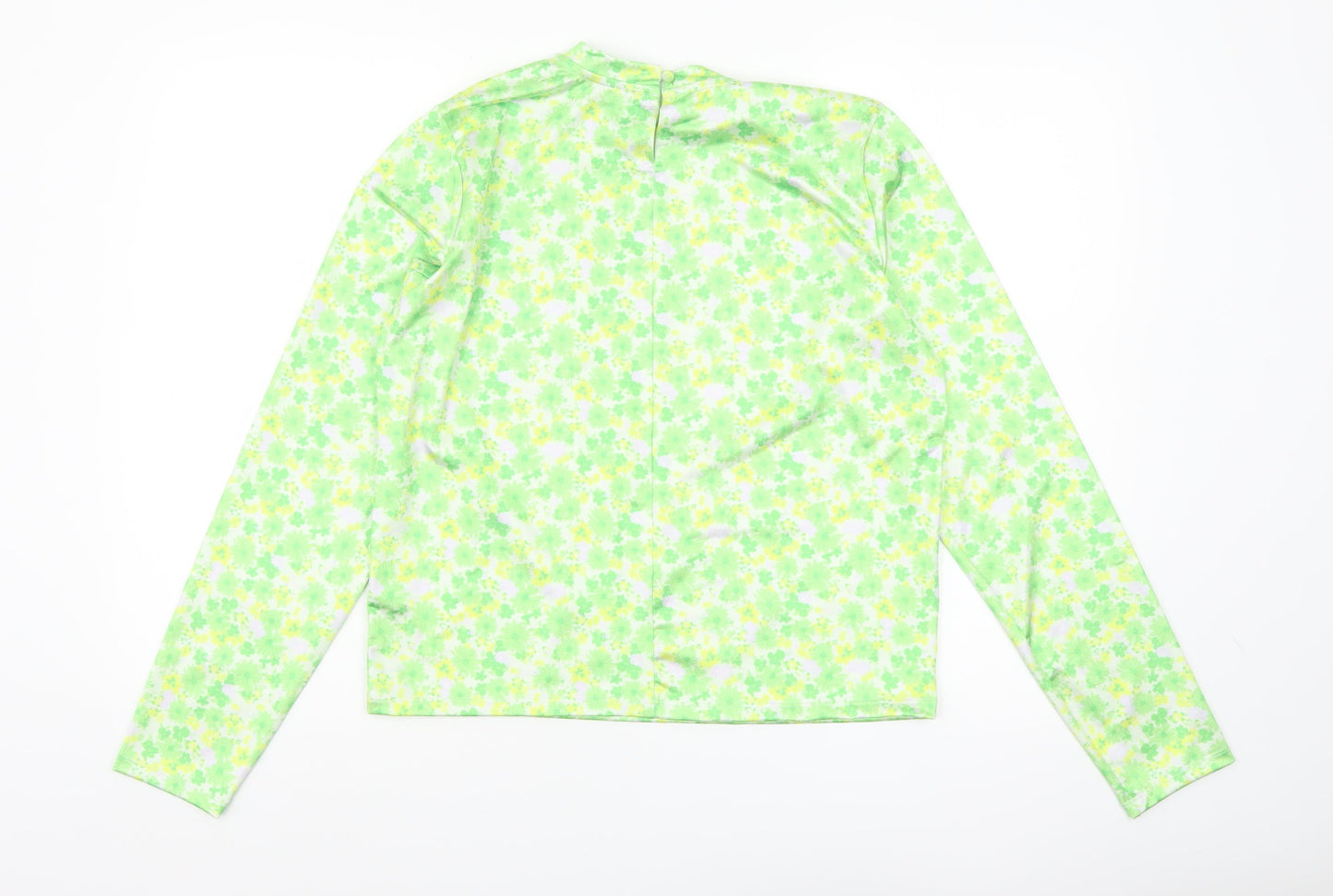 ASOS Design Women’s Green Floral Long Sleeve Stretch Top Size 14