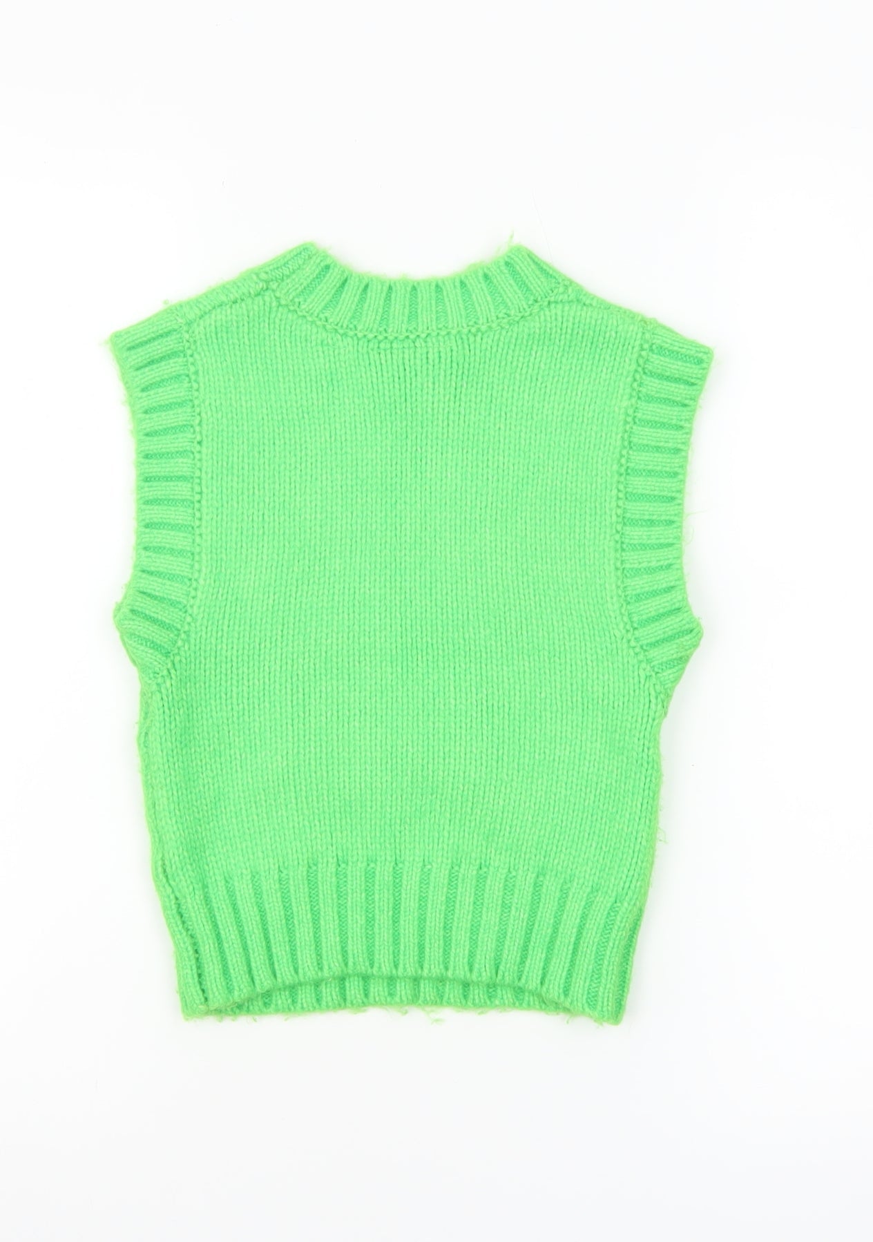 Collusion Womens Green Chunky-Knit Sleeveless Vest Jumper Size 4