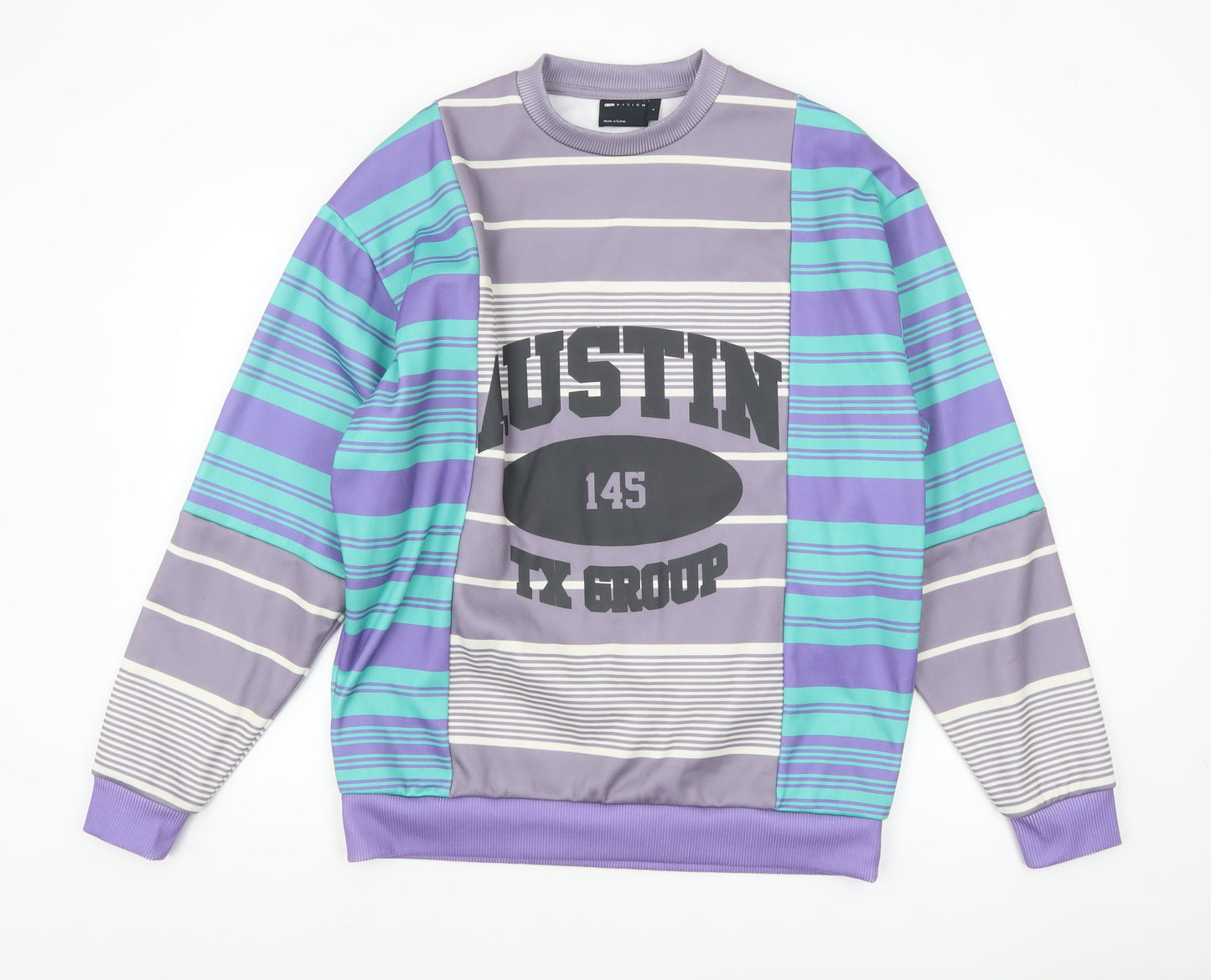ASOS DESIGN Men's Multicoloured Striped Crew Neck Sweatshirt Size S