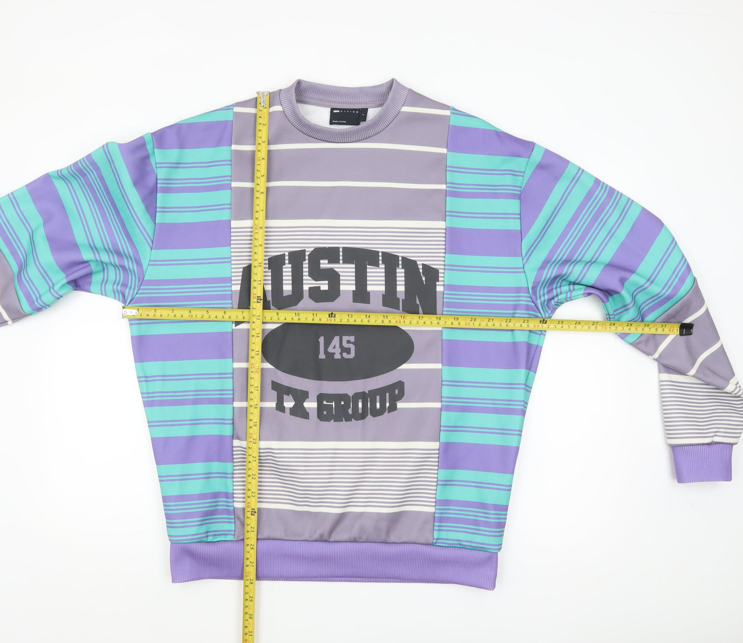 ASOS DESIGN Men's Multicoloured Striped Crew Neck Sweatshirt Size S
