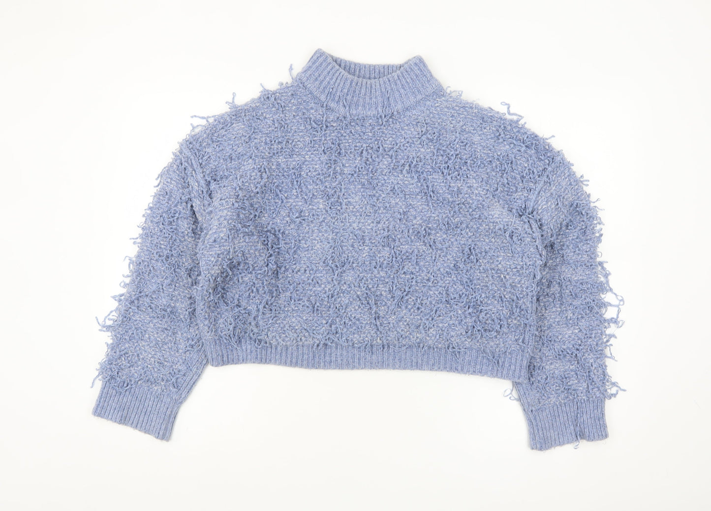 ASOS Women Blue Mock Neck Chunky Knit Jumper Size 10