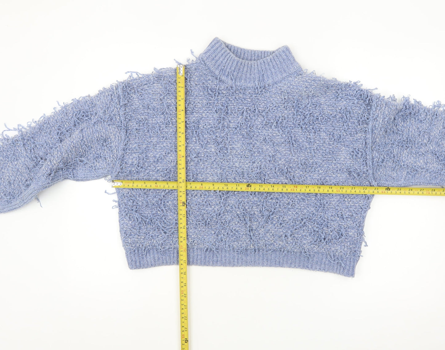 ASOS Women Blue Mock Neck Chunky Knit Jumper Size 10