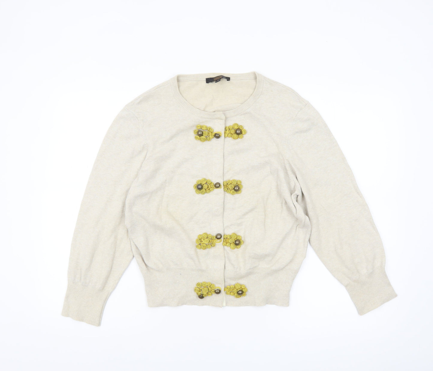 ASOS Women’s Beige Embellished Cardigan Size 14 Cotton Knit