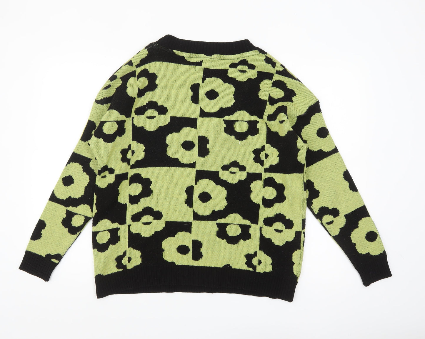 ASOS DESIGN Women’s Green Floral V-Neck Pullover Jumper Size 8