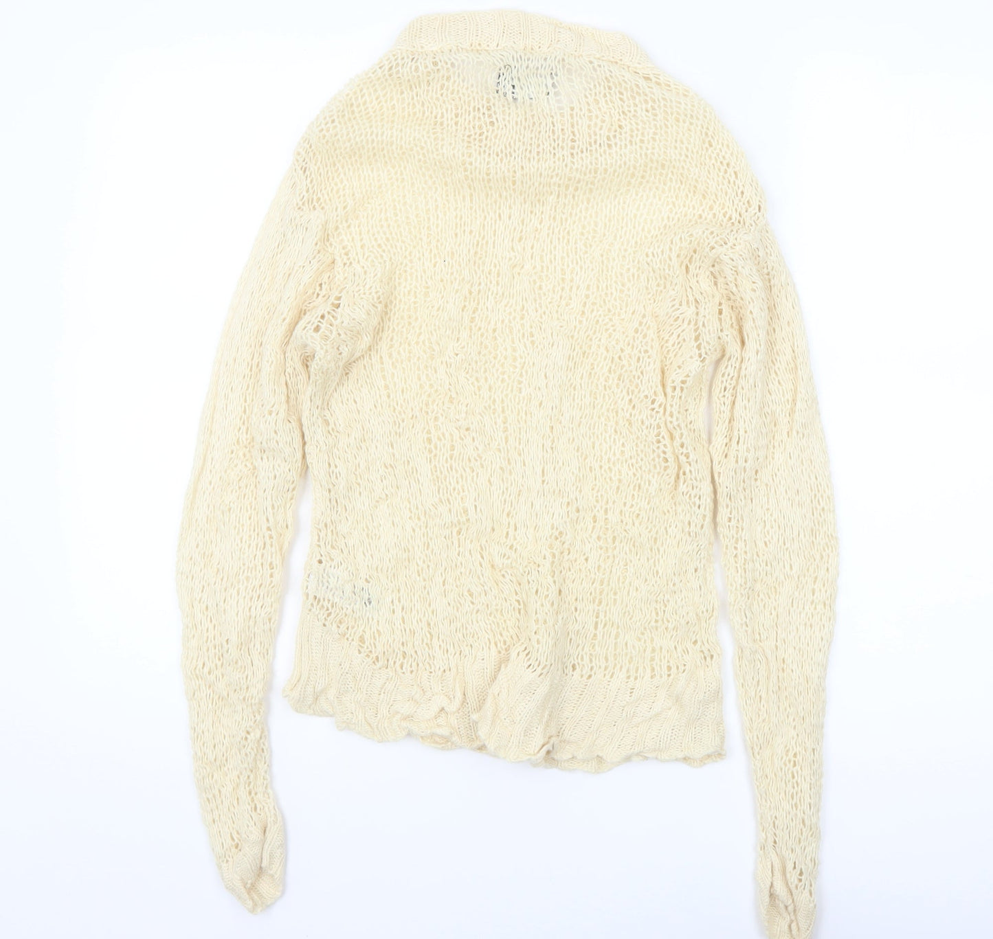 ASOS Women’s Beige Open-Knit Roll Neck Jumper Size 8