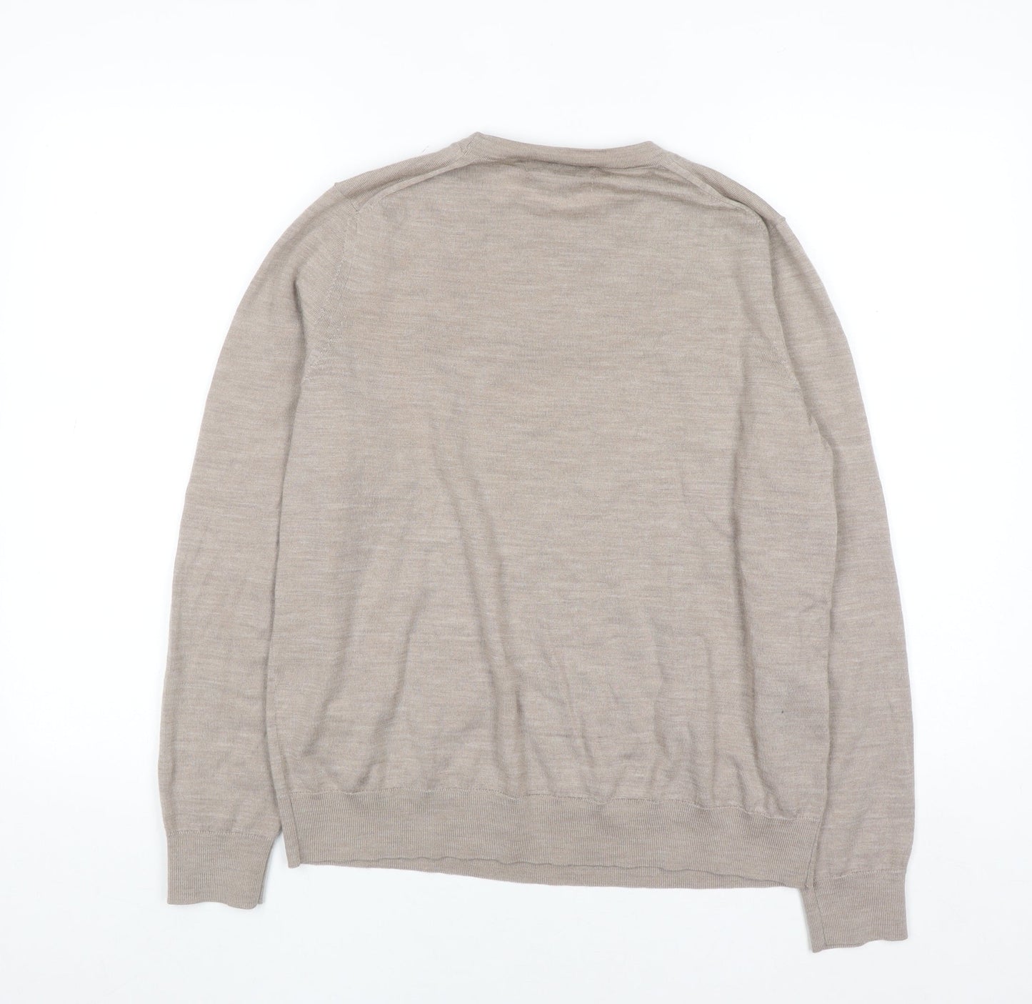 Marks and Spencer Women Beige Merino Wool Crew Neck Jumper Size 16