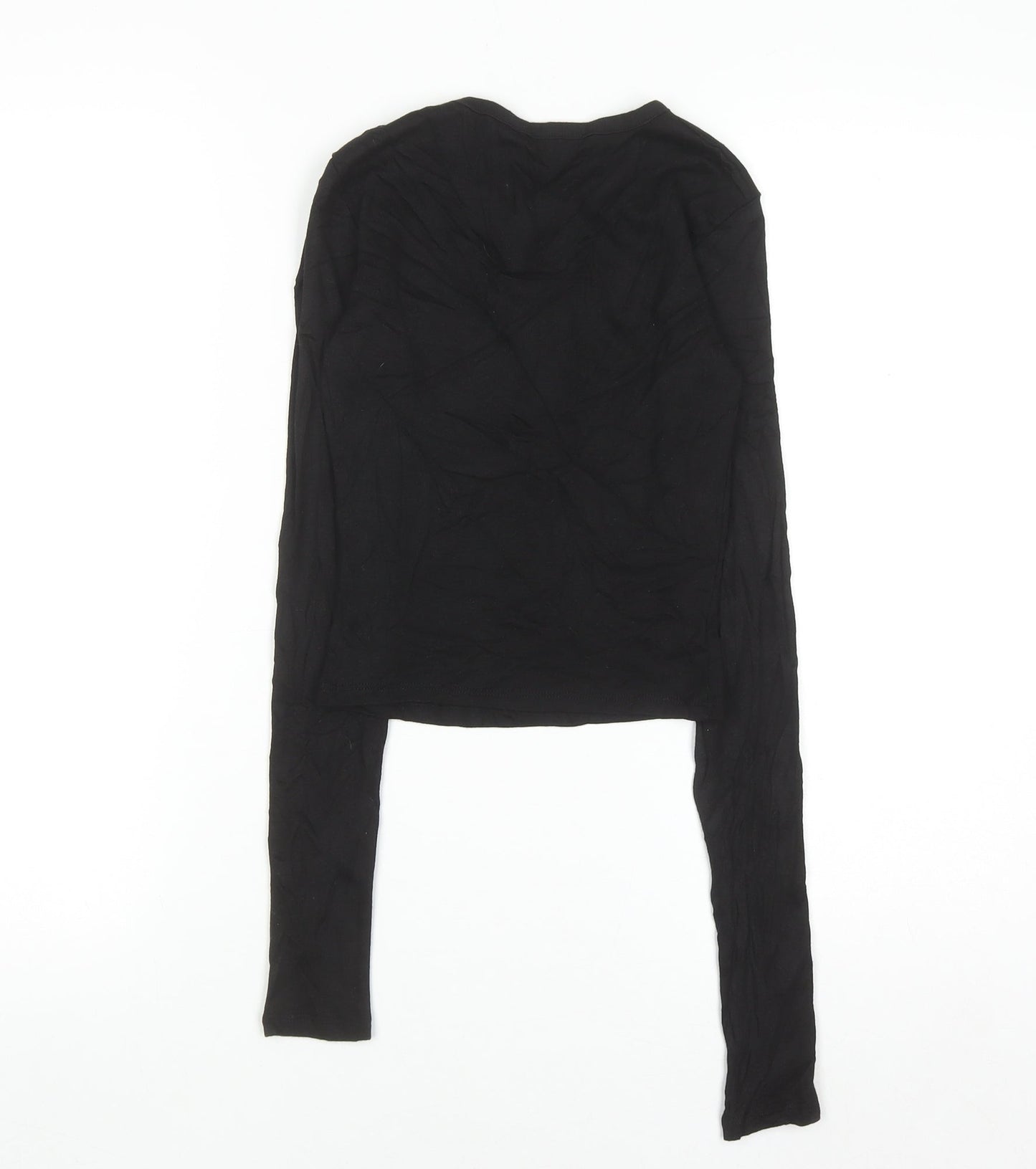 Bershka Women's Black Long Sleeve Slim Fit Basic T-Shirt Size 8