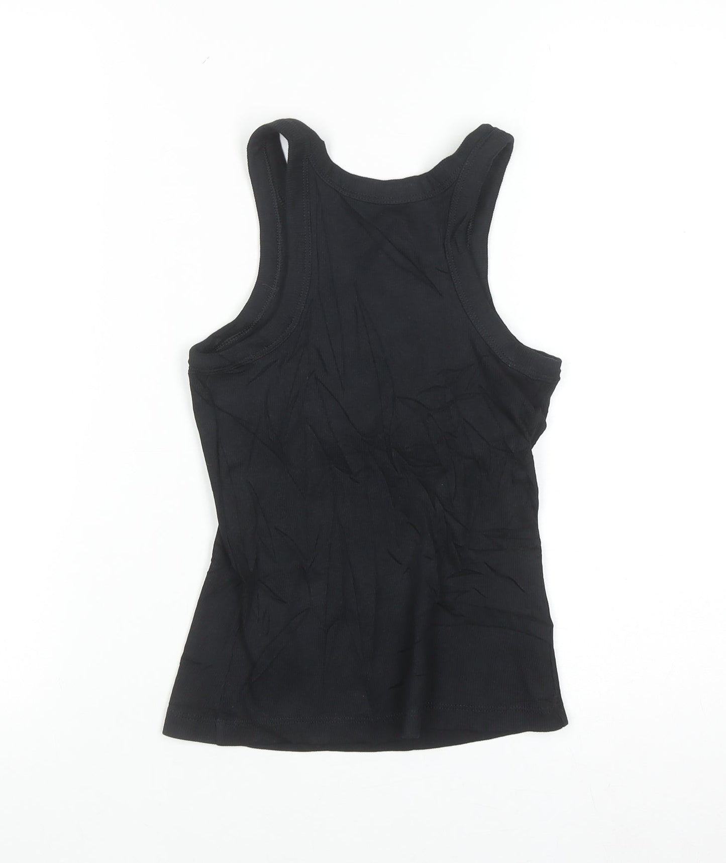 Marks and Spencer Womens Black Cotton Stretch Tank Top Size 4